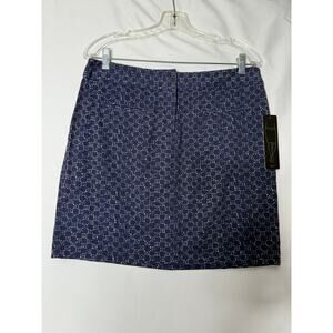 DALIA COLLECTION Womens Navy patterned modern fit skirt size 10 NWT Preppy